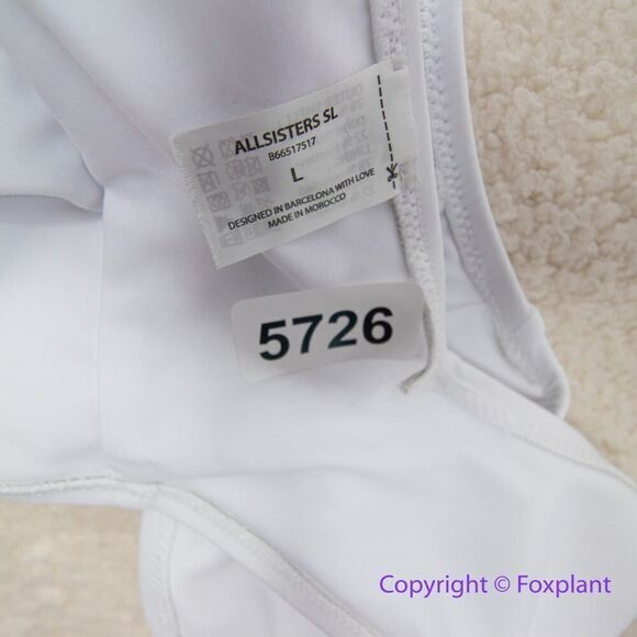 NEW Allsisters isometric one piece plunge open back swimsuit white, size L - Picture 11 of 14
